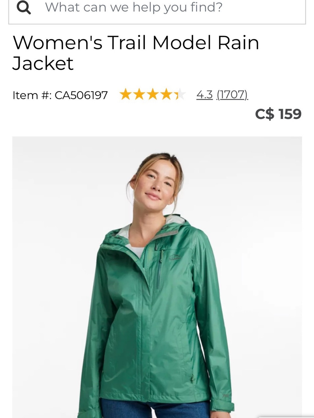 NWOT L.L. Bean Women's Trail Rain Jacket in Clover